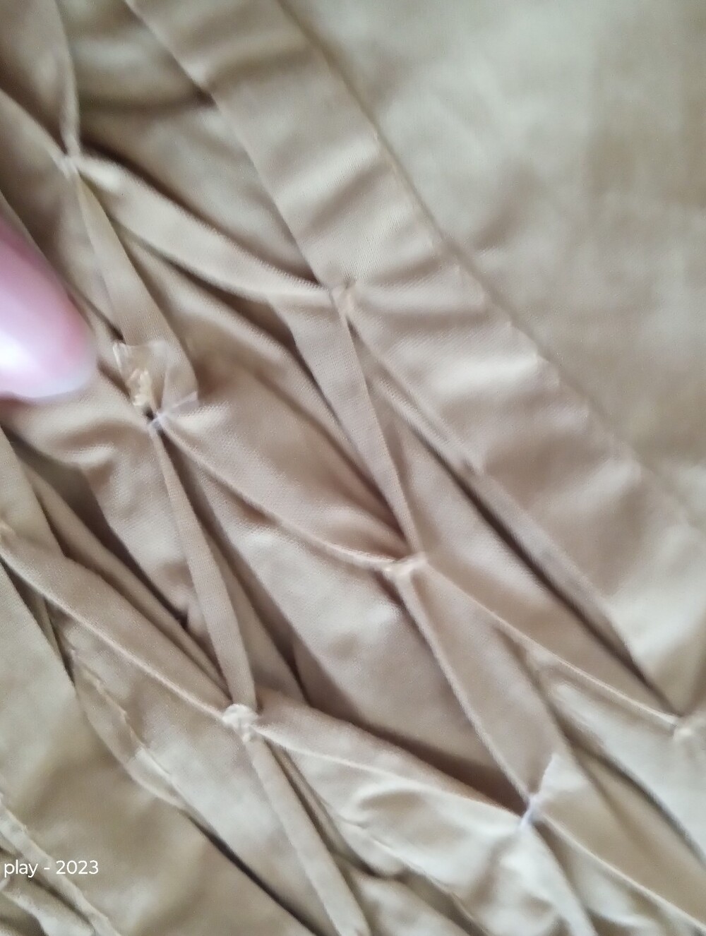 Anthropologie Strapless Hand-Smocked Corset Top Khaki Large - Picture 12 of 16